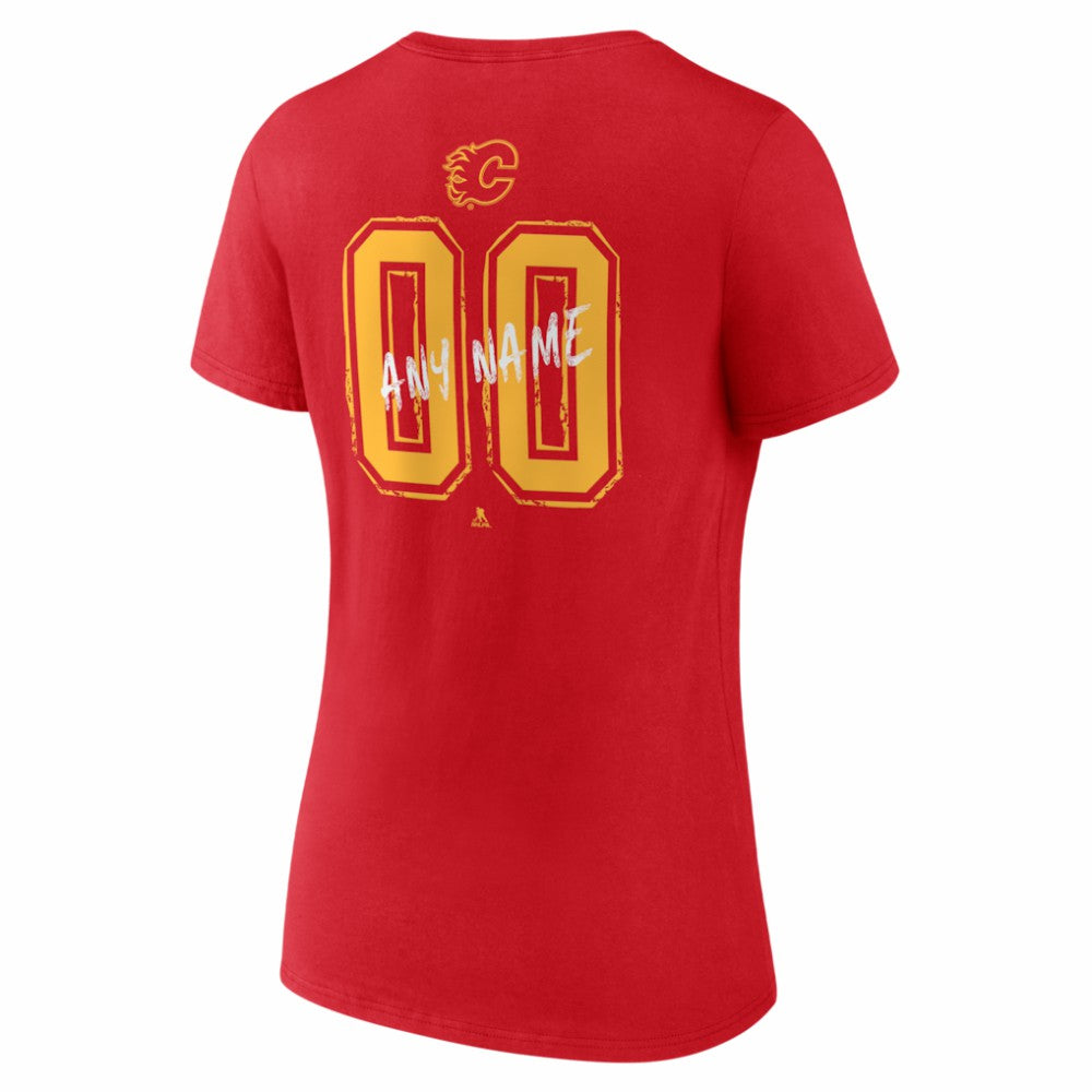 Calgary Flames Women's Hustle Personalized Name & Number V-Neck T-Shirt - Red T-shirts
