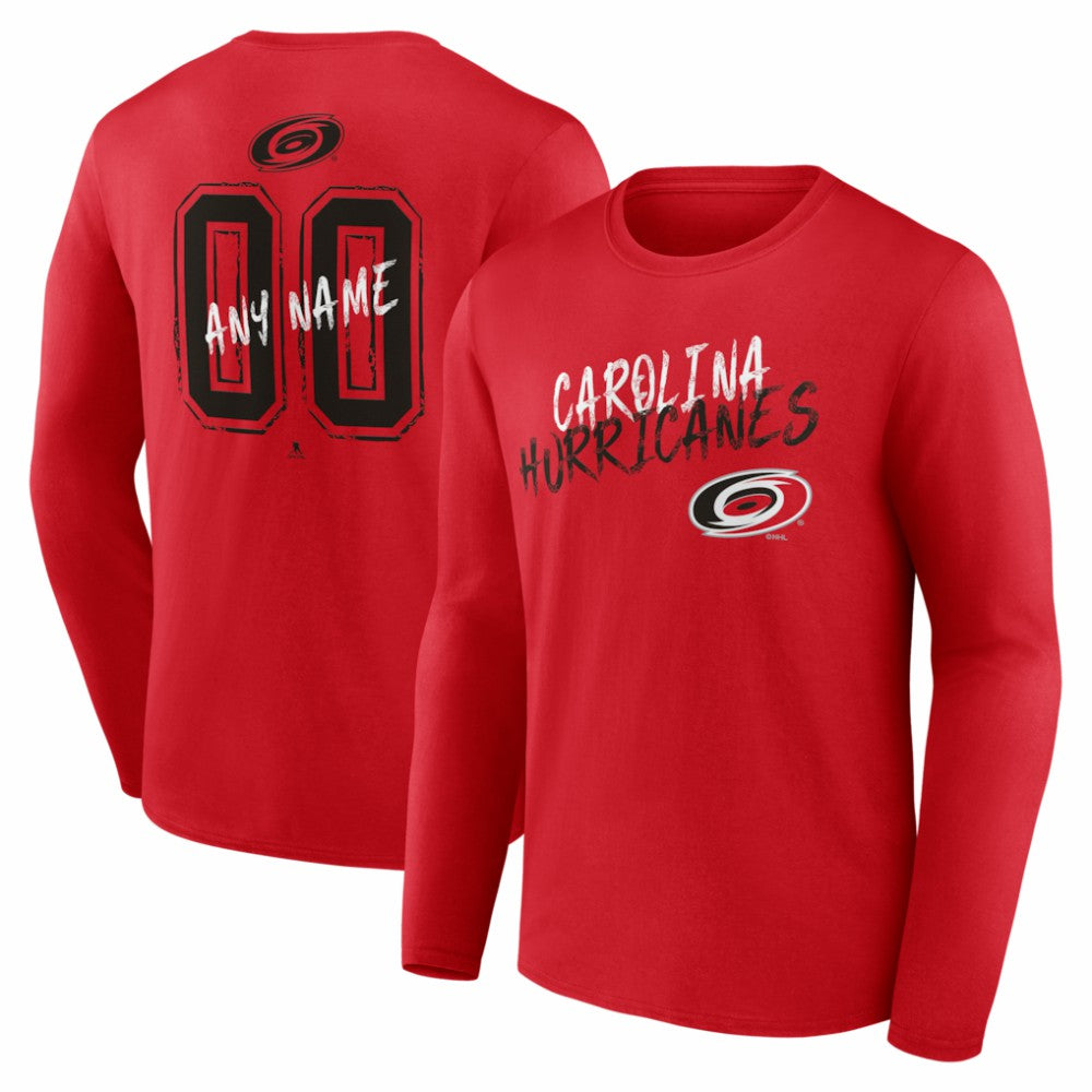 Carolina Hurricanes Hustle Personalized Name & Number Long Sleeve T-Shirt - Red T-shirts