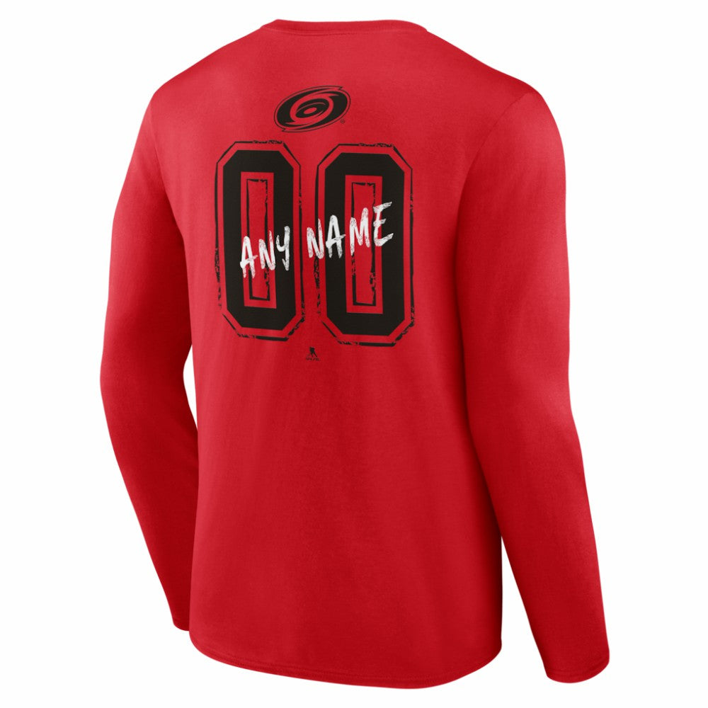 Carolina Hurricanes Hustle Personalized Name & Number Long Sleeve T-Shirt - Red T-shirts
