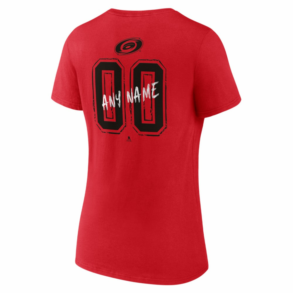 Carolina Hurricanes Women's Hustle Personalized Name & Number V-Neck T-Shirt - Red T-shirts