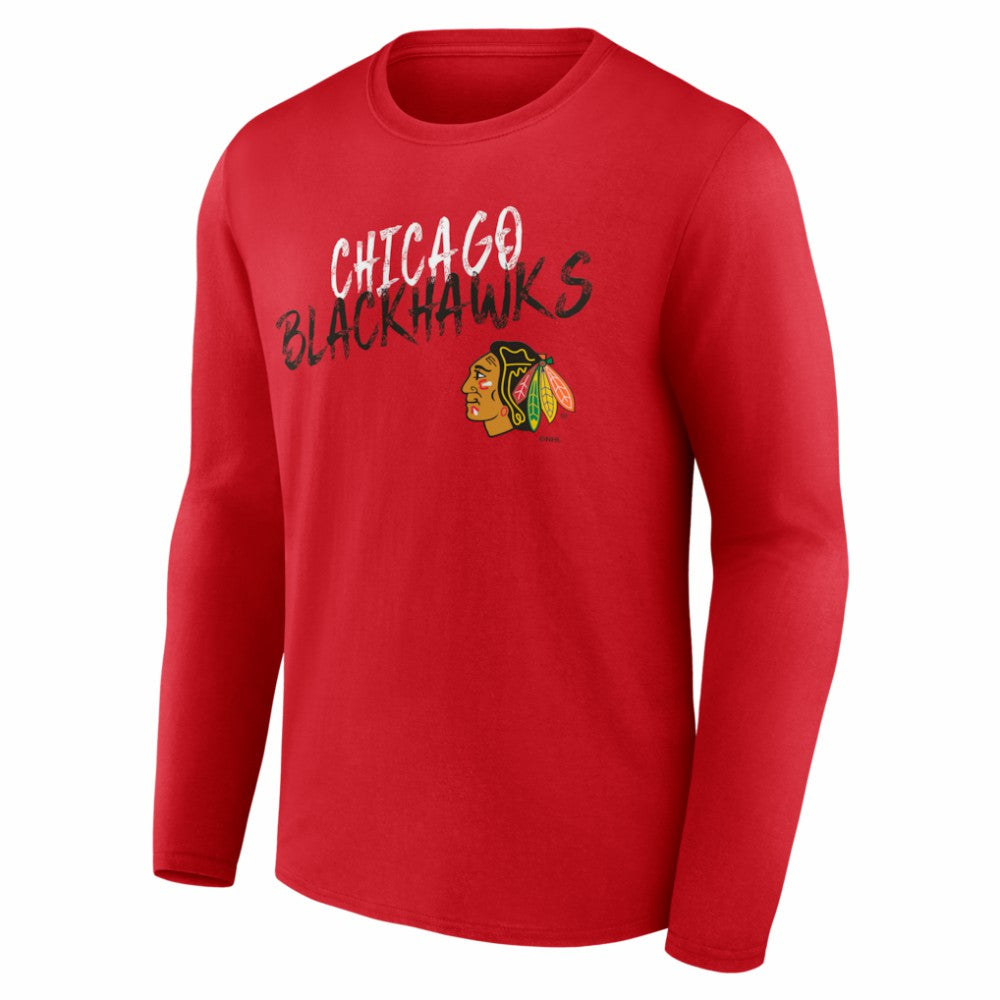 Chicago Blackhawks Hustle Personalized Name & Number Long Sleeve T-Shirt - Red T-shirts