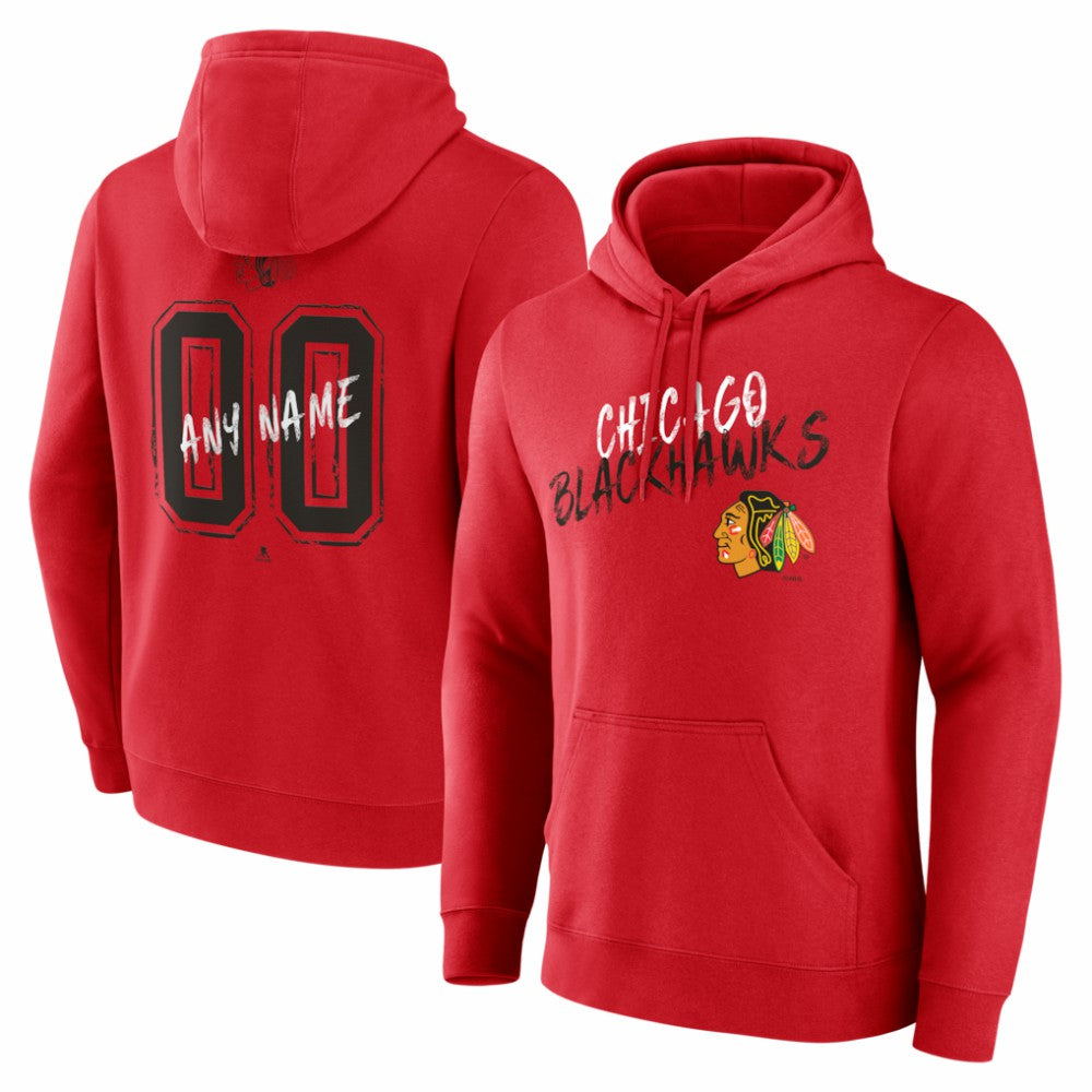 Chicago Blackhawks Hustle Personalized Name & Number Hoodie - Red Hoodies