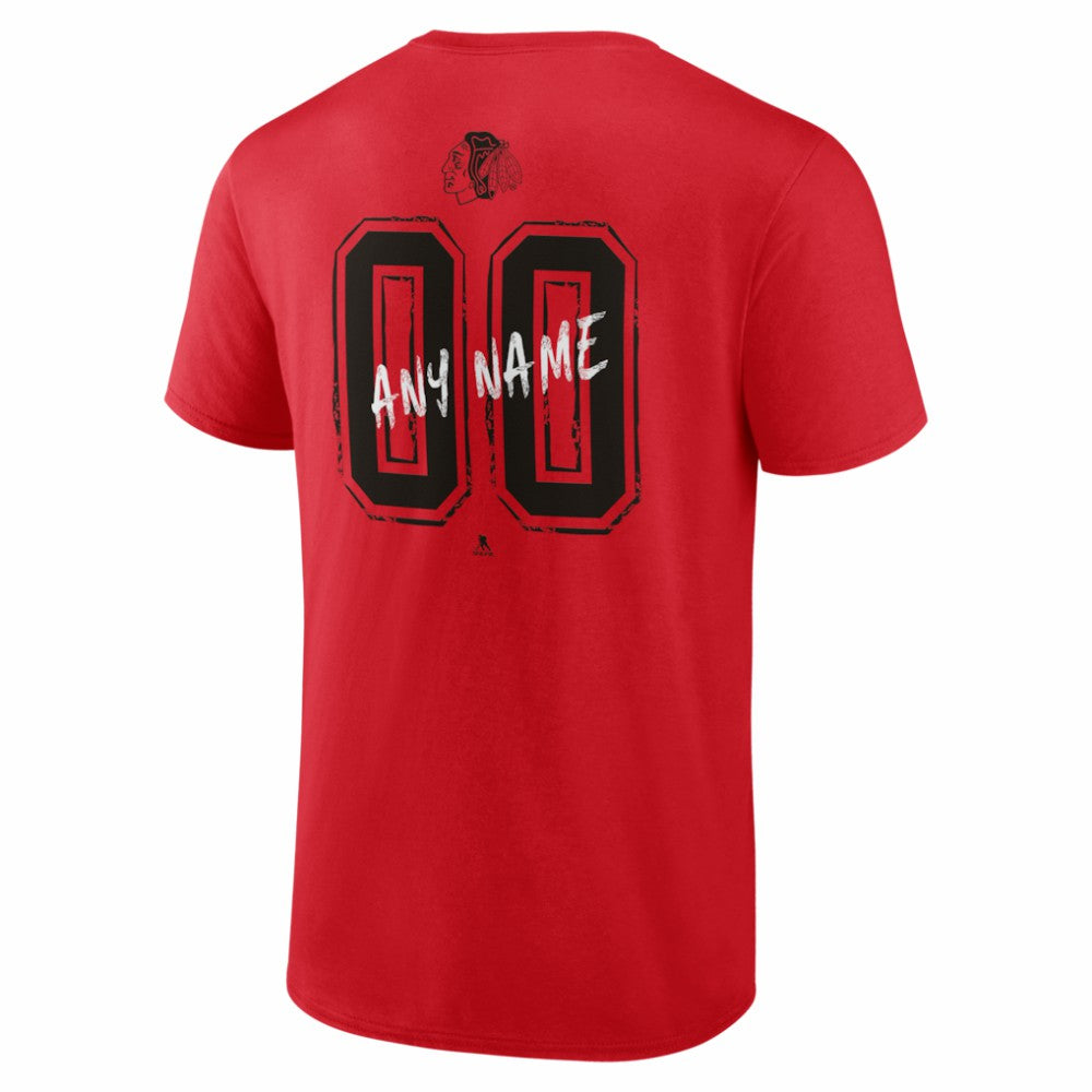 Chicago Blackhawks Hustle Personalized Name & Number T-Shirt - Red T-shirts
