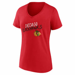 Chicago Blackhawks Women's Hustle Personalized Name & Number V-Neck T-Shirt - Red T-shirts