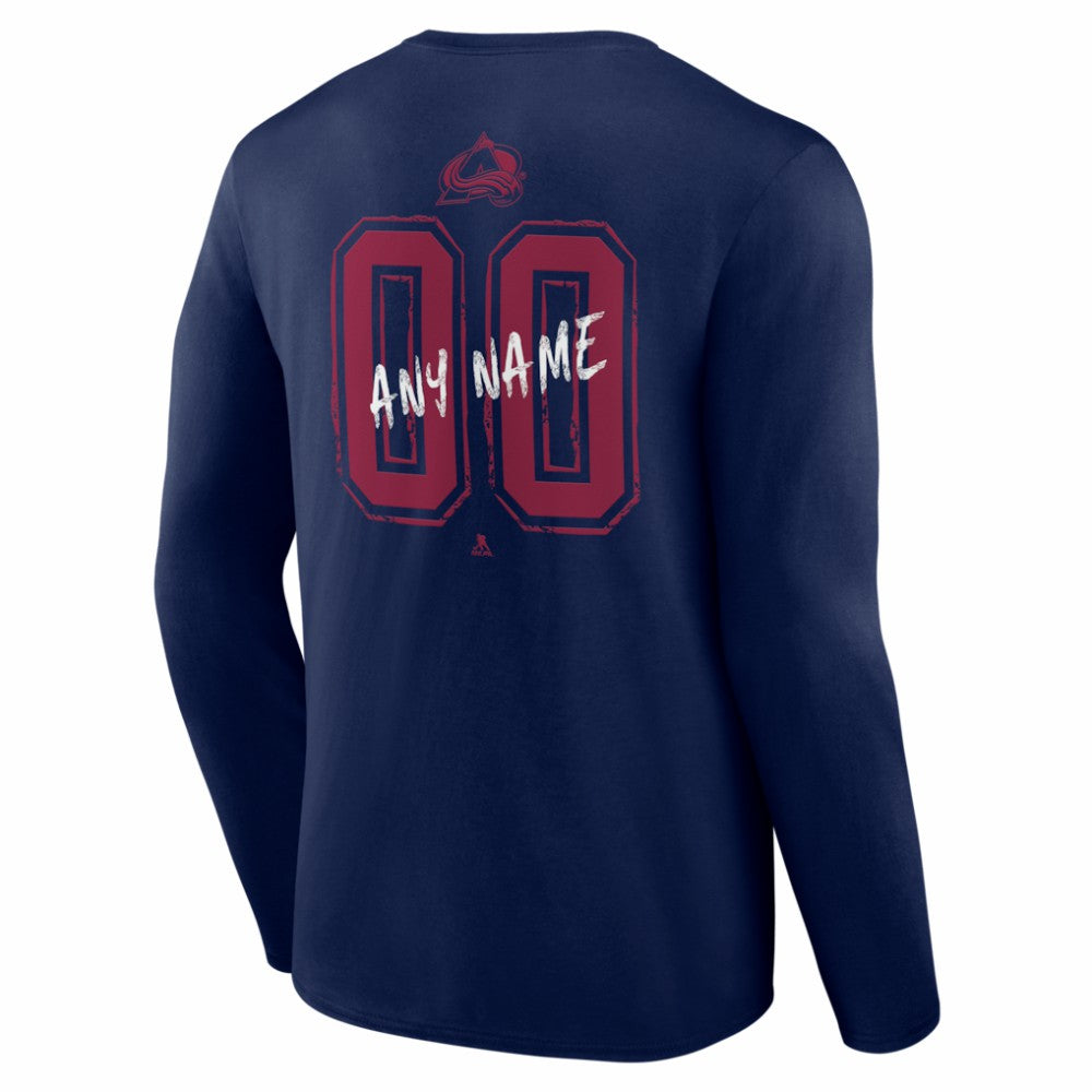 Colorado Avalanche Hustle Personalized Name & Number Long Sleeve T-Shirt - Navy T-shirts