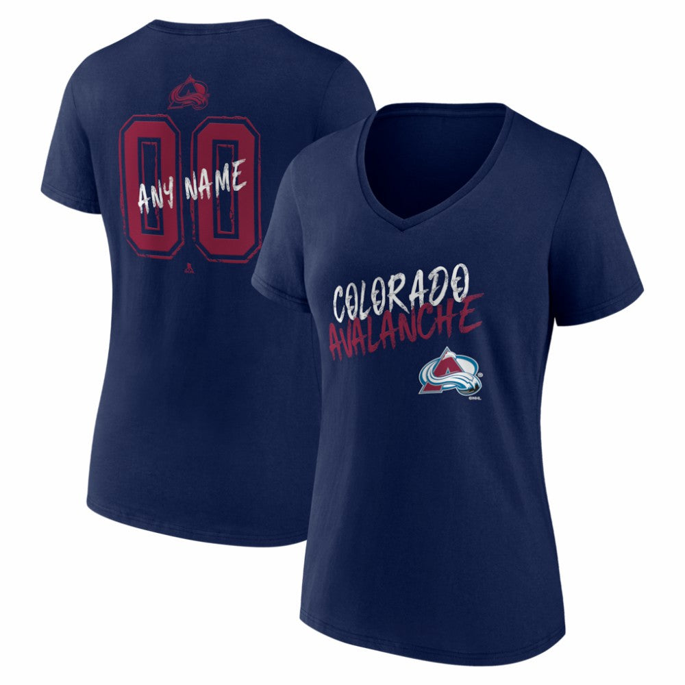 Colorado Avalanche Women's Hustle Personalized Name & Number V-Neck T-Shirt - Navy T-shirts