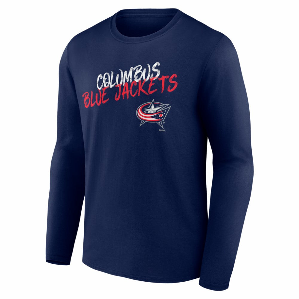 Columbus Blue Jackets Hustle Personalized Name & Number Long Sleeve T-Shirt - Navy T-shirts