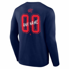 Columbus Blue Jackets Hustle Personalized Name & Number Long Sleeve T-Shirt - Navy T-shirts