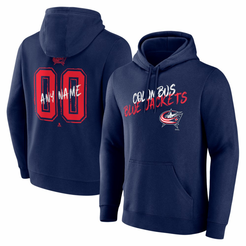 Columbus Blue Jackets Hustle Personalized Name & Number Hoodie - Navy Hoodies