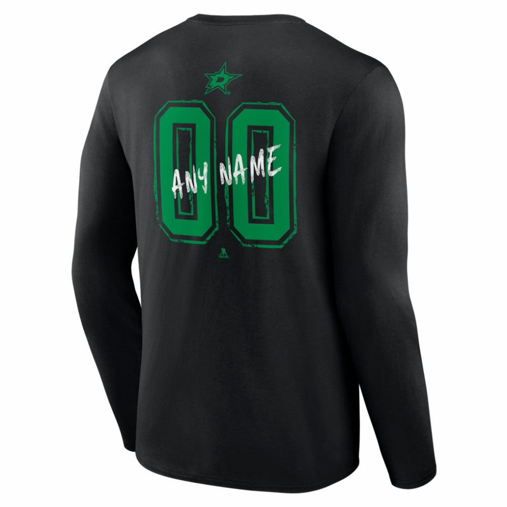 Dallas Stars Hustle Personalized Name & Number Long Sleeve T-Shirt - Black T-shirts