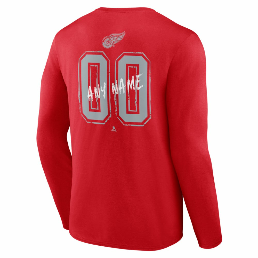 Detroit Red Wings Hustle Personalized Name & Number Long Sleeve T-Shirt - Red T-shirts