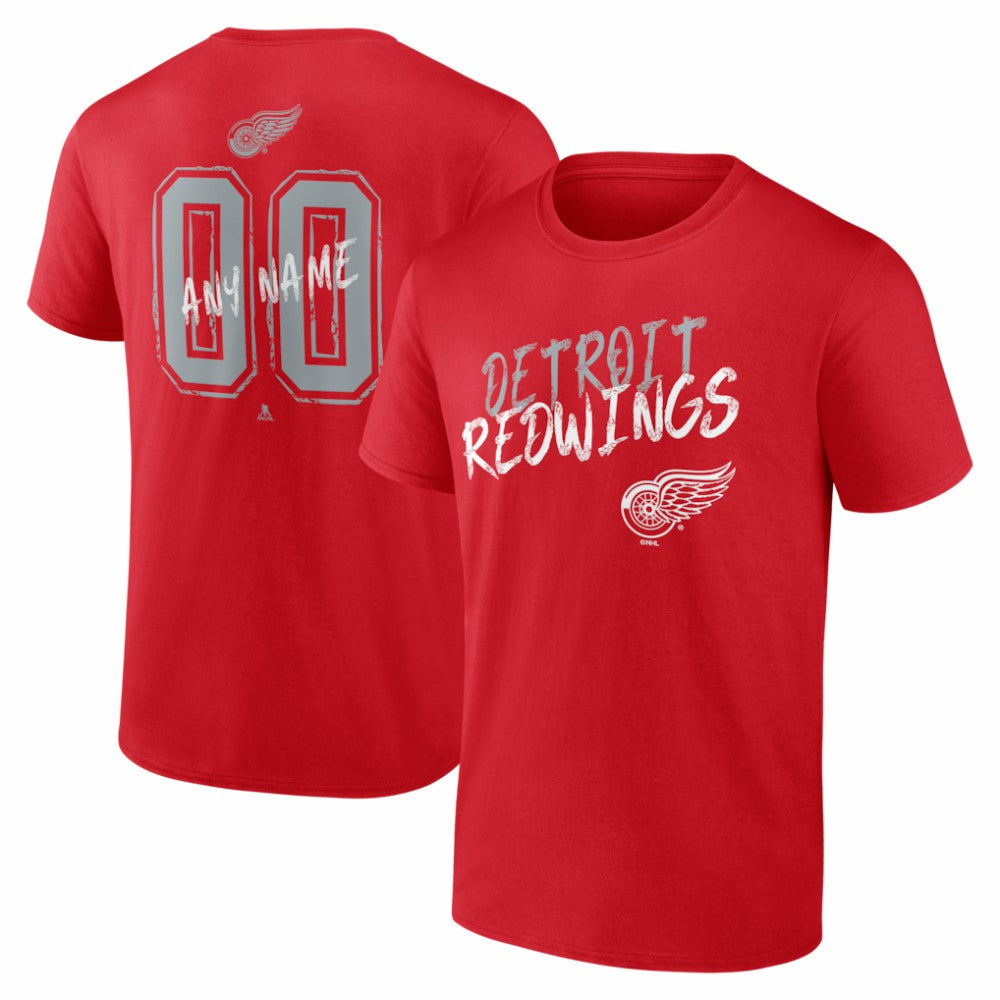 Detroit Red Wings Hustle Personalized Name & Number T-Shirt - Red T-shirts