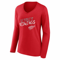 Detroit Red Wings Women's Hustle Personalized Name & Number Long Sleeve V-Neck T-Shirt - Red T-shirts