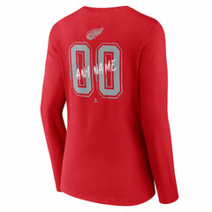 Detroit Red Wings Women's Hustle Personalized Name & Number Long Sleeve V-Neck T-Shirt - Red T-shirts