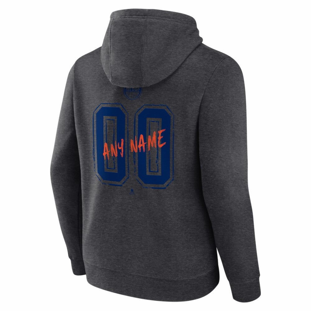 Edmonton Oilers Hustle Personalized Name & Number Hoodie - Charcoal Hoodies