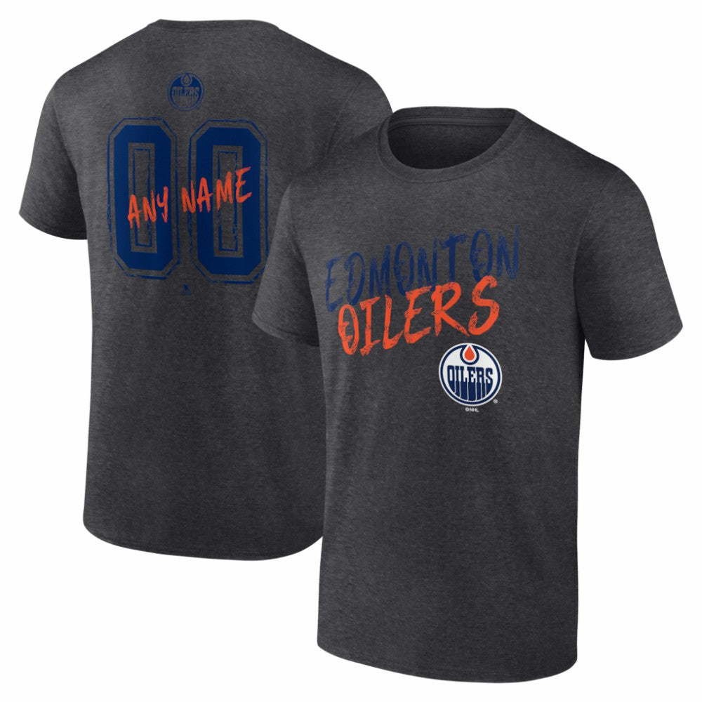 Edmonton Oilers Hustle Personalized Name & Number T-Shirt - Charcoal T-shirts