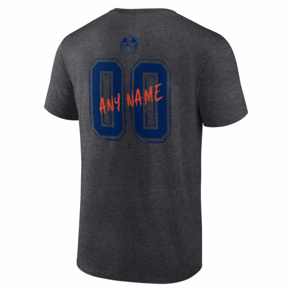 Edmonton Oilers Hustle Personalized Name & Number T-Shirt - Charcoal T-shirts