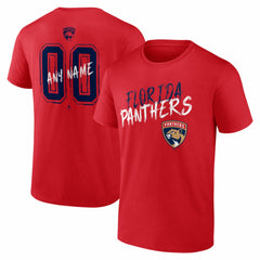 Florida Panthers Hustle Personalized Name & Number T-Shirt - Red T-shirts