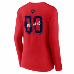 Florida Panthers Women's Hustle Personalized Name & Number Long Sleeve V-Neck T-Shirt - Red T-shirts