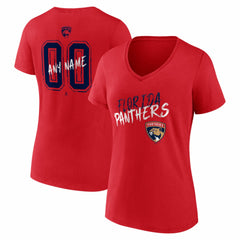 Florida Panthers Women's Hustle Personalized Name & Number V-Neck T-Shirt - Red T-shirts