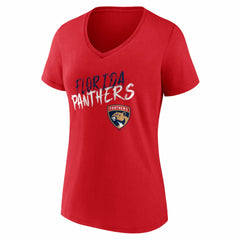 Florida Panthers Women's Hustle Personalized Name & Number V-Neck T-Shirt - Red T-shirts
