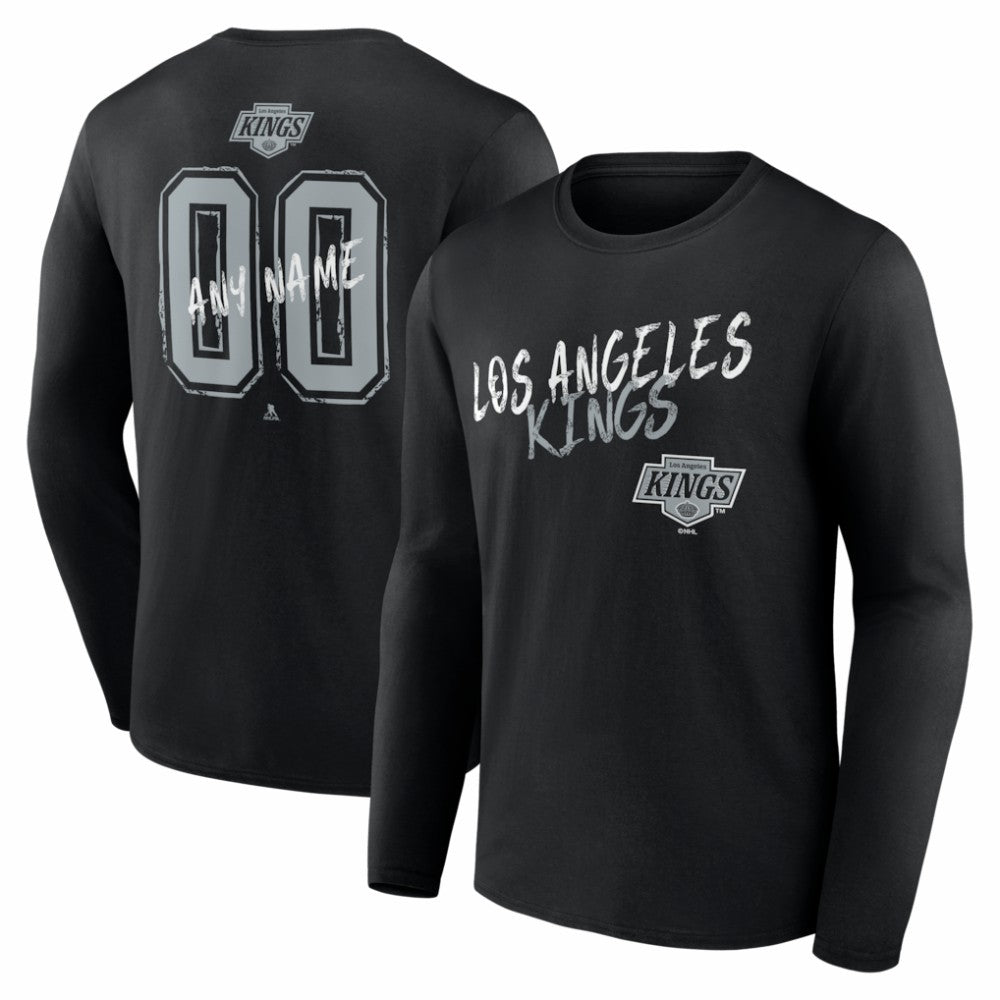 Los Angeles Kings Hustle Personalized Name & Number Long Sleeve T-Shirt - Black T-shirts