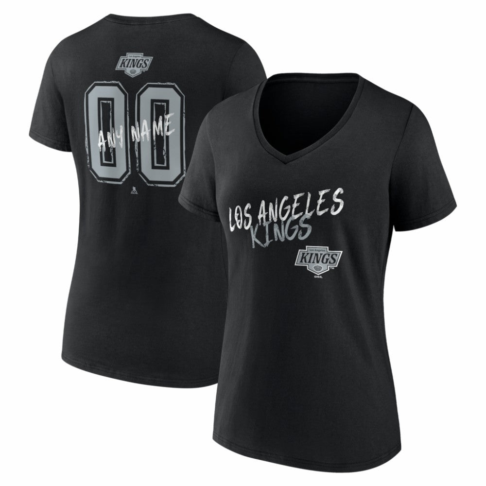Los Angeles Kings Women's Hustle Personalized Name & Number V-Neck T-Shirt - Black T-shirts