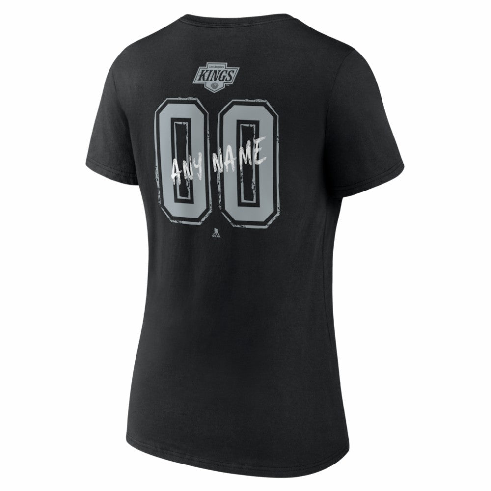 Los Angeles Kings Women's Hustle Personalized Name & Number V-Neck T-Shirt - Black T-shirts