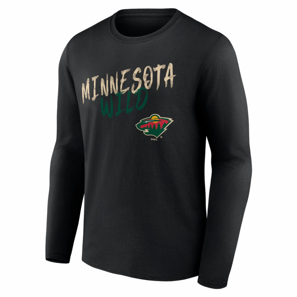 Minnesota Wild Hustle Personalized Name & Number Long Sleeve T-Shirt - Black T-shirts