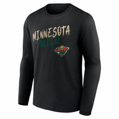 Minnesota Wild Hustle Personalized Name & Number Long Sleeve T-Shirt - Black T-shirts