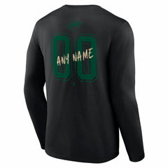 Minnesota Wild Hustle Personalized Name & Number Long Sleeve T-Shirt - Black T-shirts