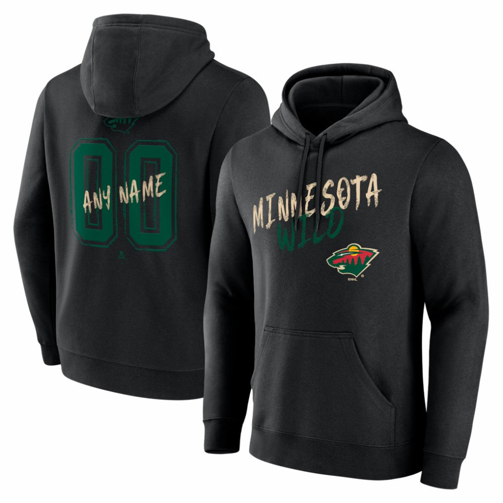 Minnesota Wild Hustle Personalized Name & Number Hoodie - Black Hoodies