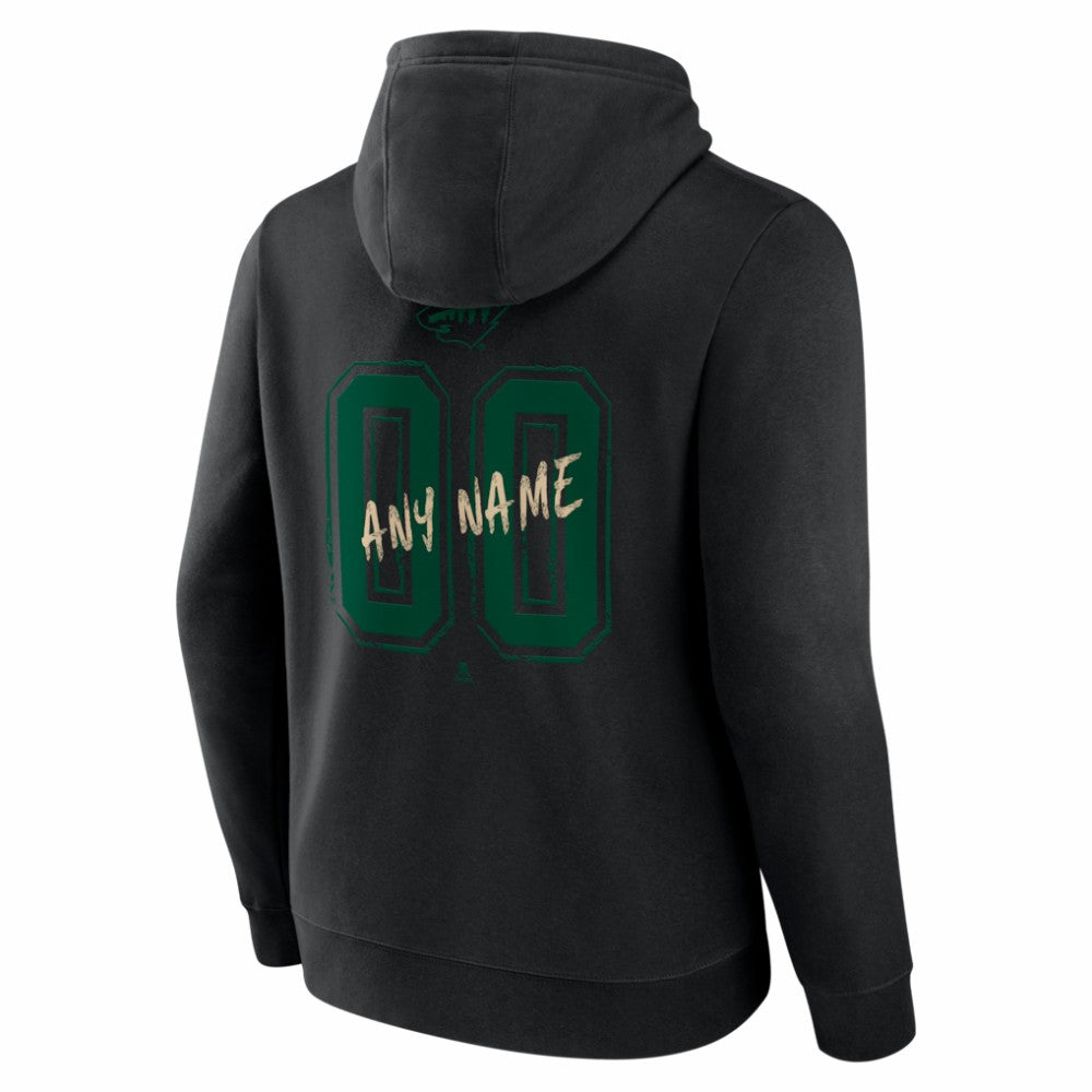 Minnesota Wild Hustle Personalized Name & Number Hoodie - Black Hoodies
