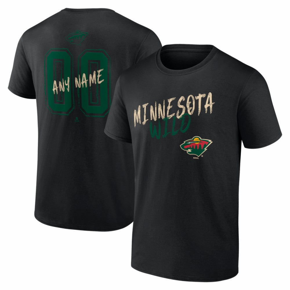Minnesota Wild Hustle Personalized Name & Number T-Shirt - Black T-shirts