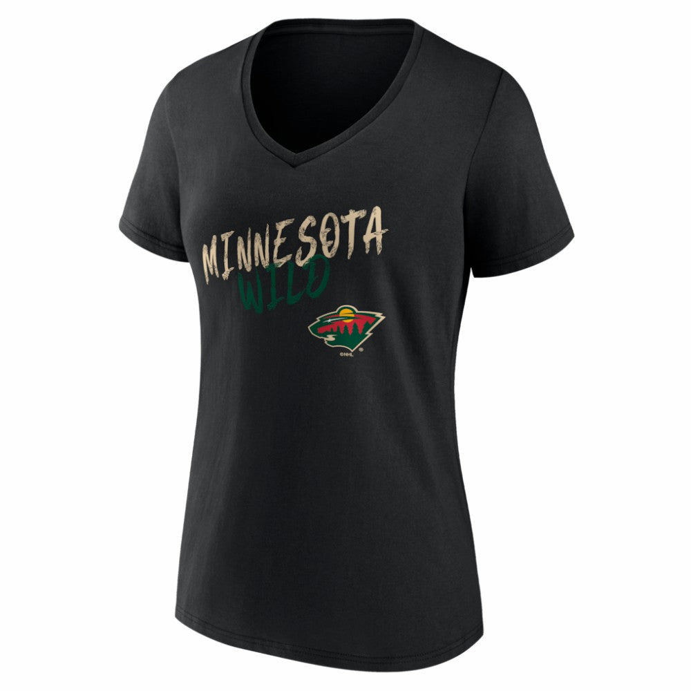 Minnesota Wild Women's Hustle Personalized Name & Number V-Neck T-Shirt - Black T-shirts