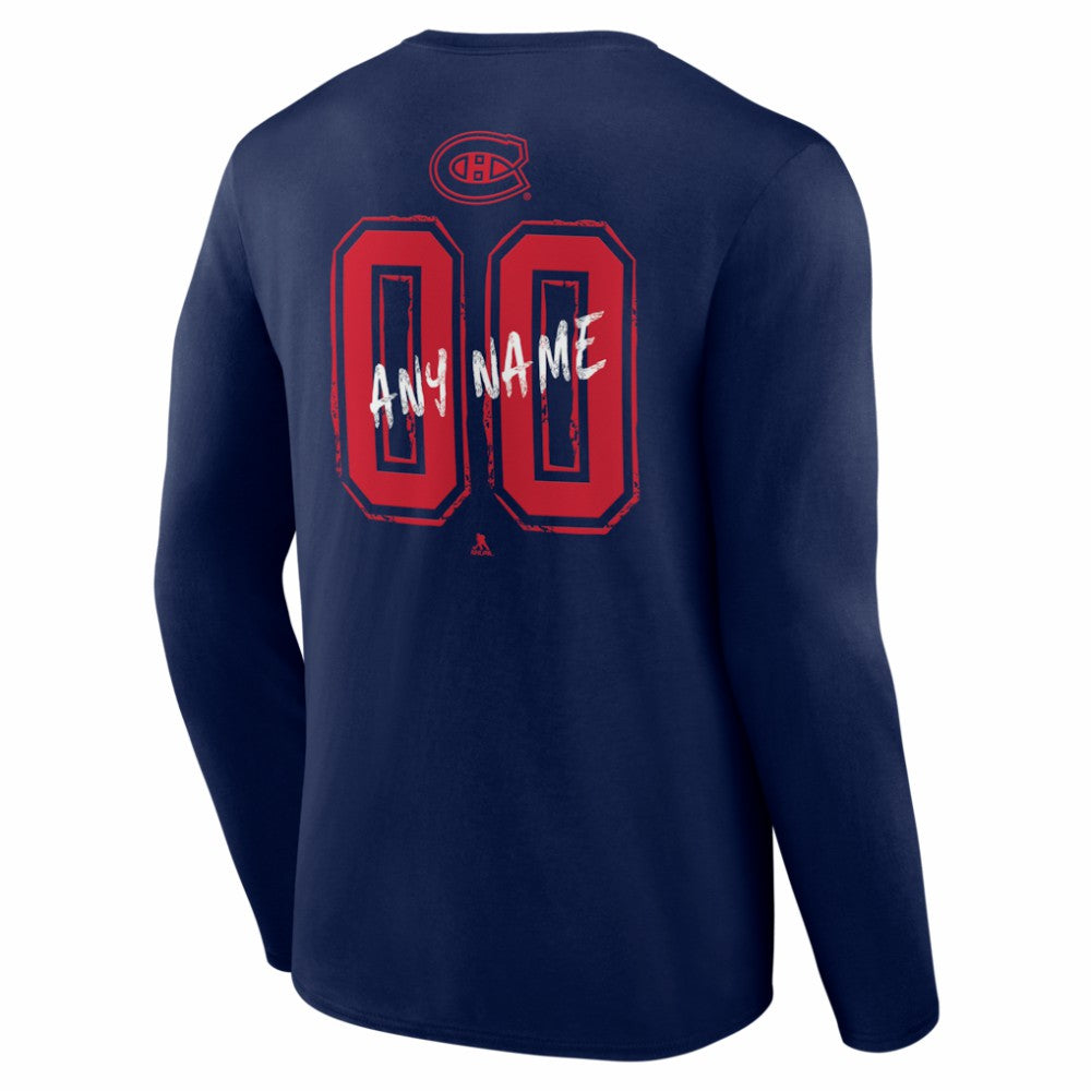 Montreal Canadiens Hustle Personalized Name & Number Long Sleeve T-Shirt - Navy T-shirts