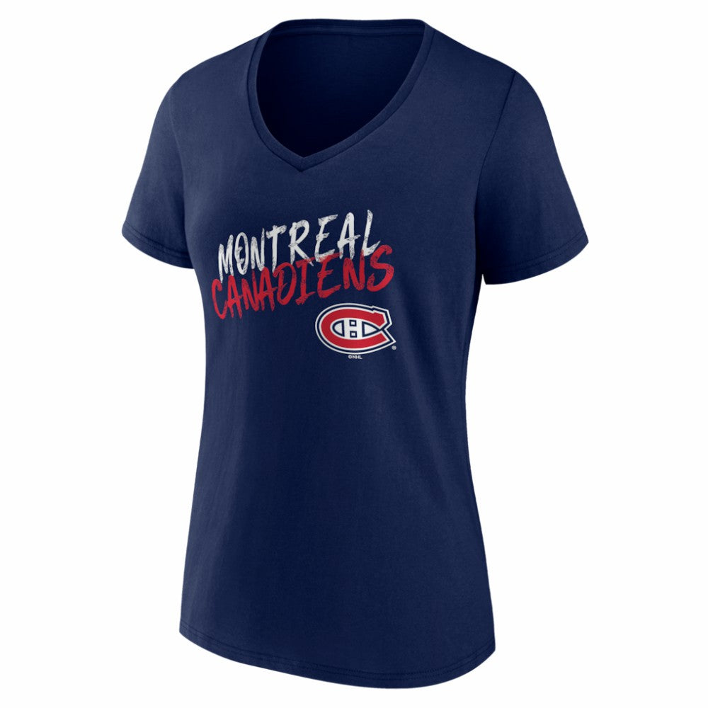 Montreal Canadiens Women's Hustle Personalized Name & Number V-Neck T-Shirt - Navy T-shirts