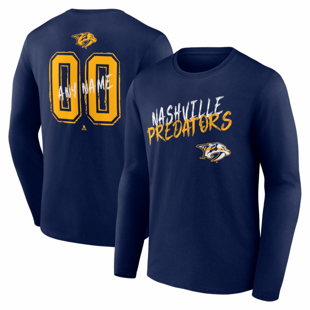 Nashville Predators Hustle Personalized Name & Number Long Sleeve T-Shirt - Navy T-shirts