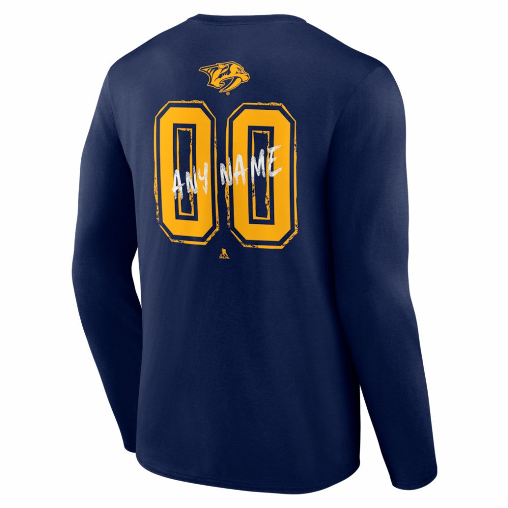 Nashville Predators Hustle Personalized Name & Number Long Sleeve T-Shirt - Navy T-shirts