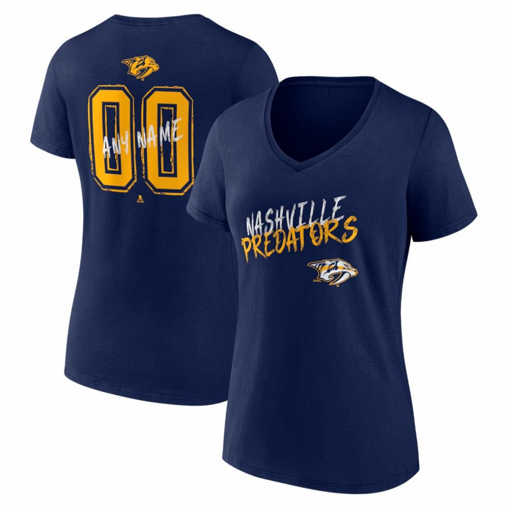Nashville Predators Women's Hustle Personalized Name & Number V-Neck T-Shirt - Navy T-shirts