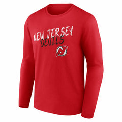 New Jersey Devils Hustle Personalized Name & Number Long Sleeve T-Shirt - Red T-shirts