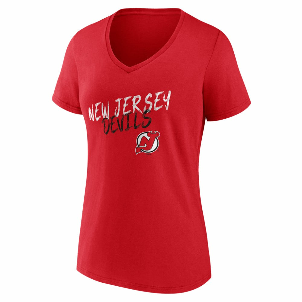 New Jersey Devils Women's Hustle Personalized Name & Number V-Neck T-Shirt - Red T-shirts