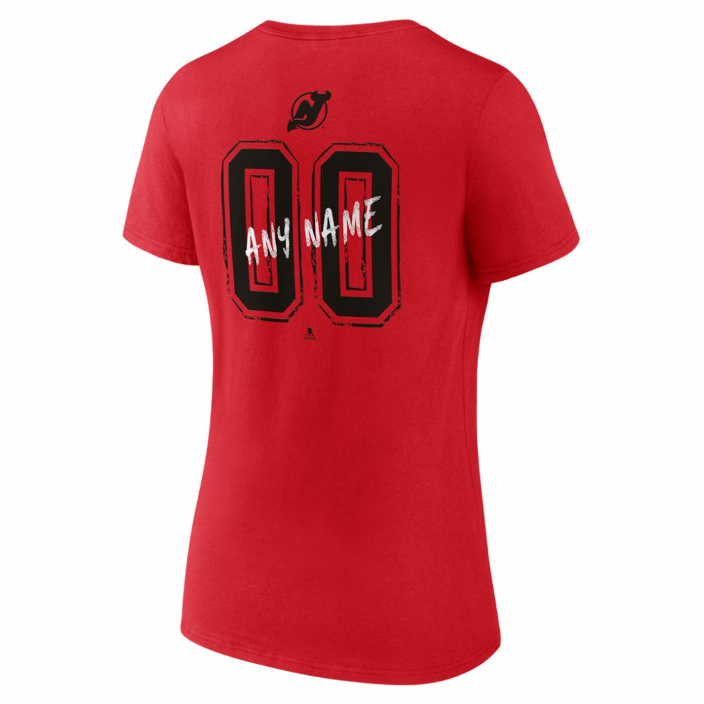 New Jersey Devils Women's Hustle Personalized Name & Number V-Neck T-Shirt - Red T-shirts