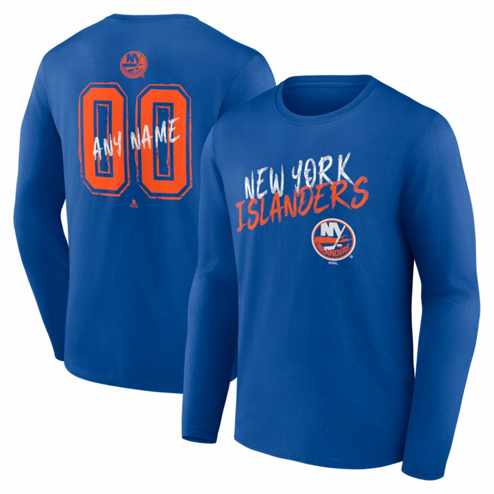 New York Islanders Hustle Personalized Name & Number Long Sleeve T-Shirt - Royal T-shirts