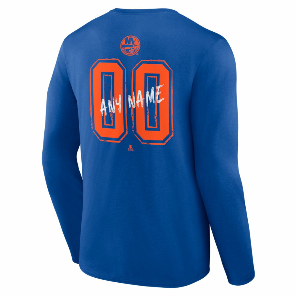 New York Islanders Hustle Personalized Name & Number Long Sleeve T-Shirt - Royal T-shirts