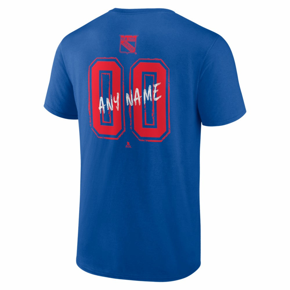 New York Rangers Big & Tall Hustle Personalized Name & Number T-Shirt - Blue T-shirts