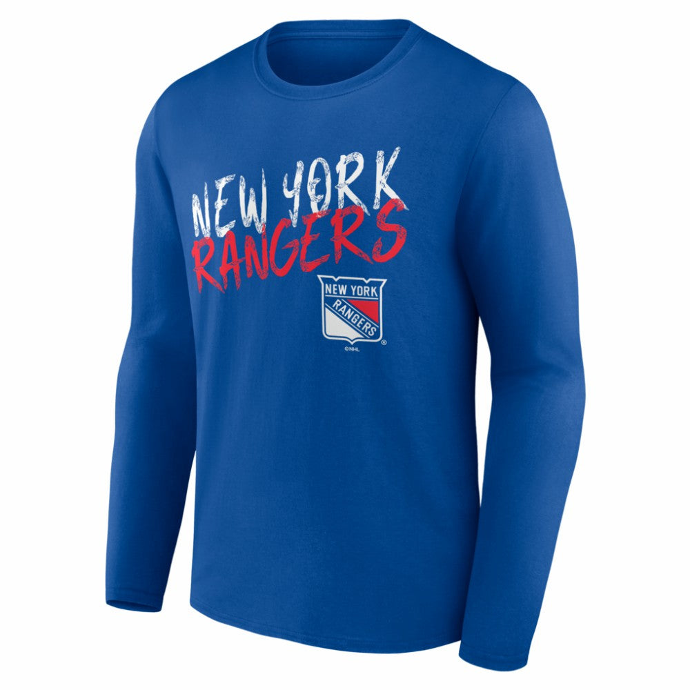New York Rangers Hustle Personalized Name & Number Long Sleeve T-Shirt - Blue T-shirts