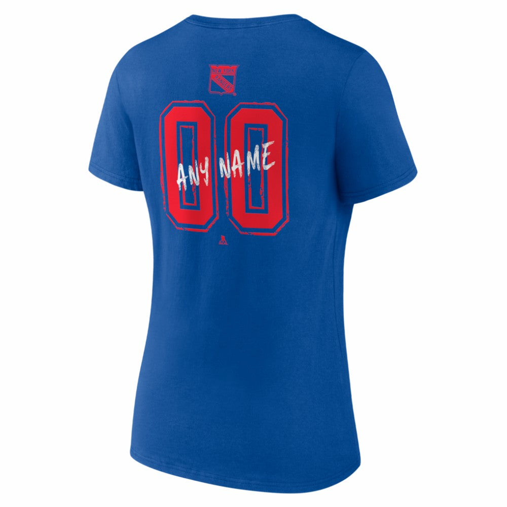 New York Rangers Women's Hustle Personalized Name & Number V-Neck T-Shirt - Blue T-shirts