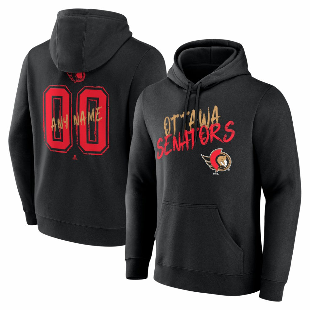 Ottawa Senators Big & Tall Hustle Personalized Name & Number Hoodie - Black Hoodies