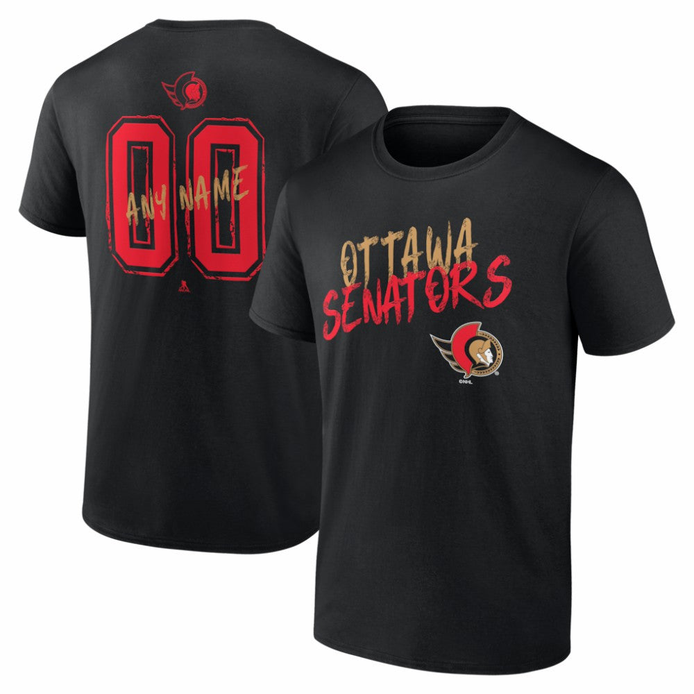 Ottawa Senators Big & Tall Hustle Personalized Name & Number T-Shirt - Black T-shirts